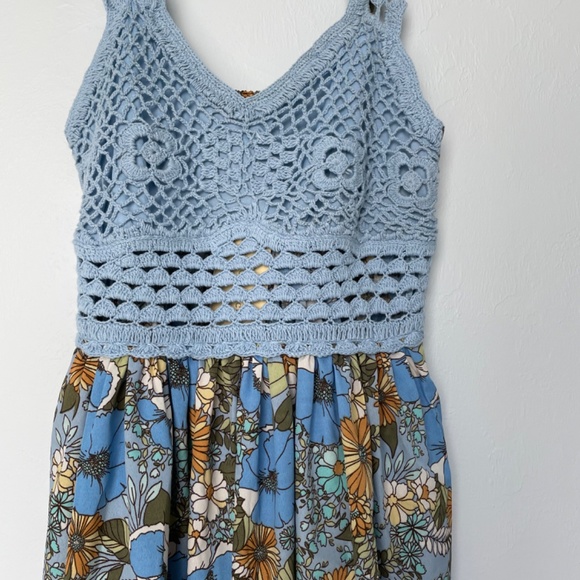B.O.G. Collective size S crochet top floral lightweight mini dress boho - Picture 11 of 13